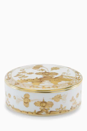 Oriente Italian Large Round Trinket Box in Porcelain