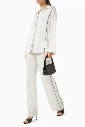 بنطال مطرز بقصة ساق مستقيمة