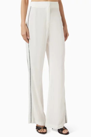 بنطال مطرز بقصة ساق مستقيمة