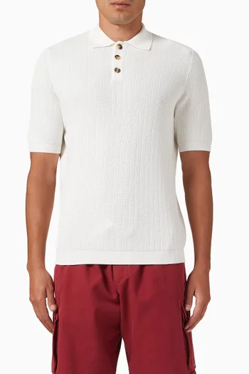 Wide Rib Polo Shirt in Cotton Knit