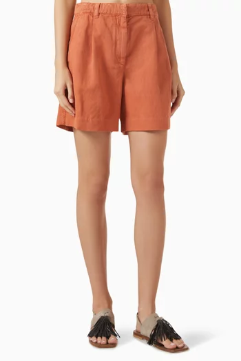 Baggy Denim-effect Shorts in Twill