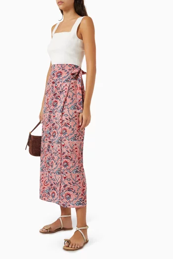 Wrap Midi Skirt in Cotton