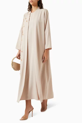 Bead-embellished Abaya in Crepe