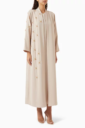 Bead-embellished Abaya in Crepe