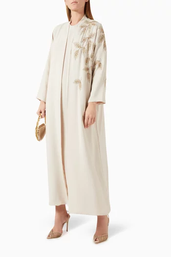 Bead-embellished Abaya in Crepe