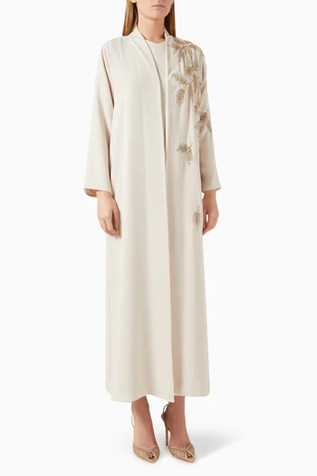Bead-embellished Abaya in Crepe