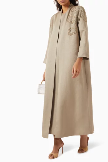 Bead-embellished Abaya in Jacquard