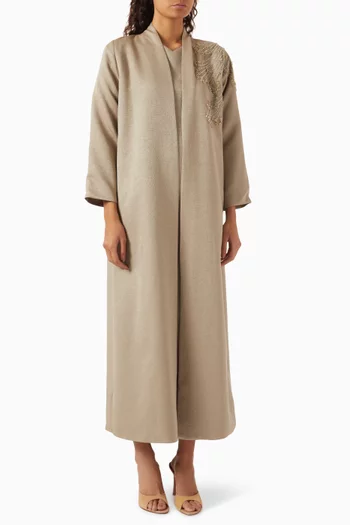 Bead-embellished Abaya in Jacquard