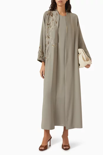Bead-embellished Abaya in Nida