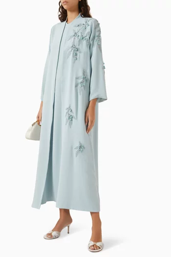 Bead-embellished Abaya in Crepe