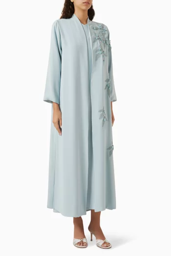 Bead-embellished Abaya in Crepe