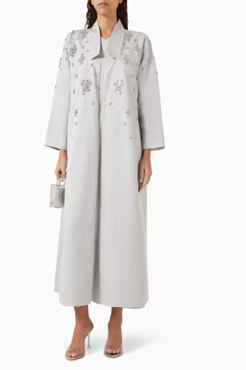 Bead-embellished Abaya in Jacquard