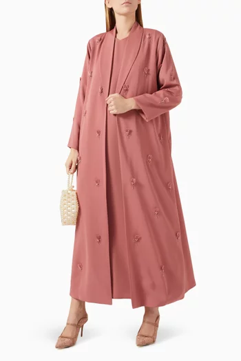 Bead-embellished Abaya in Crepe