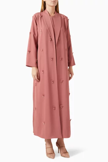 Bead-embellished Abaya in Crepe