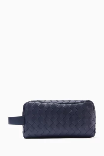 Travel Pouch in Intrecciato Leather