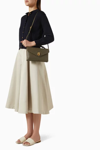 Knot Lock Crossbody Bag in Intrecciato Leather