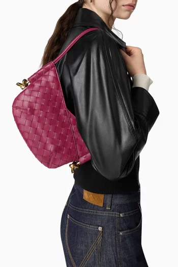 Baby Solstice Shoulder Bag in Intrecciato Leather