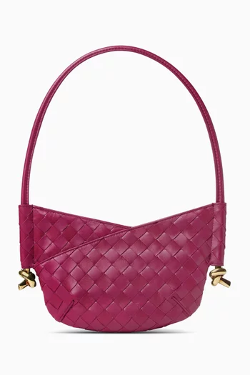 Baby Solstice Shoulder Bag in Intrecciato Leather