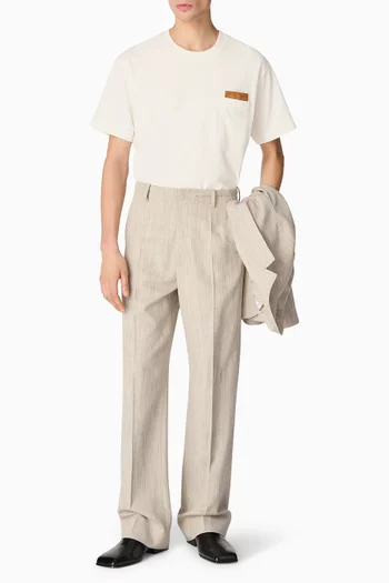 Straight-leg Creased Pants in Viscose-silk