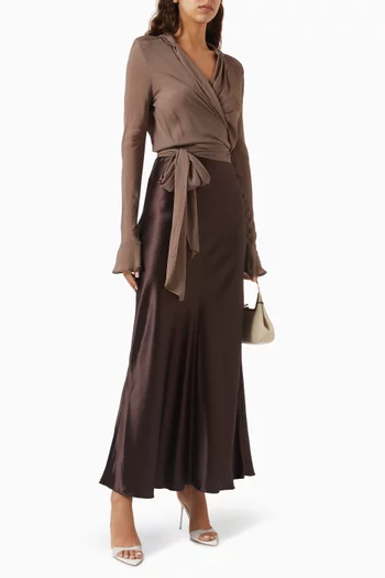 Rhea Maxi Skirt in Satin