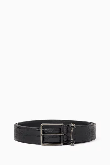 حزام شامبليس جلد بنقشة جلد التمساح