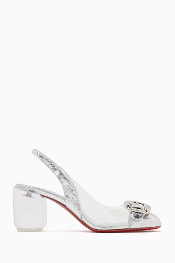 Minny Bubble 70 Slingback Pumps in Laminated Calf Leather & TPU