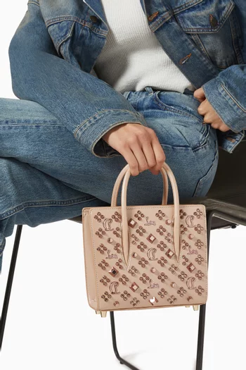 Mini Paloma Embellished Tote Bag in Pearlescent Leather