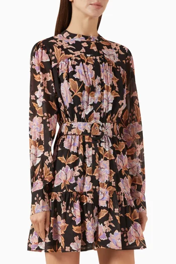 Willow Floral-print Belted Mini Dress
