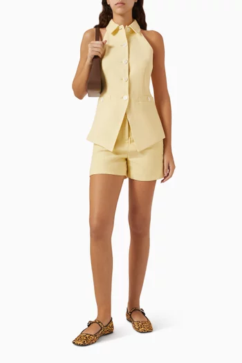 Brit High-waisted Shorts in Linen-blend