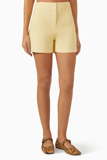 Brit High-waisted Shorts in Linen-blend