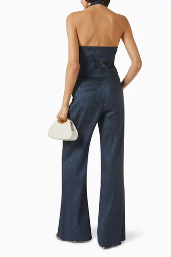 فيست ارابيلا بنقشة مخططة مزيج كتان