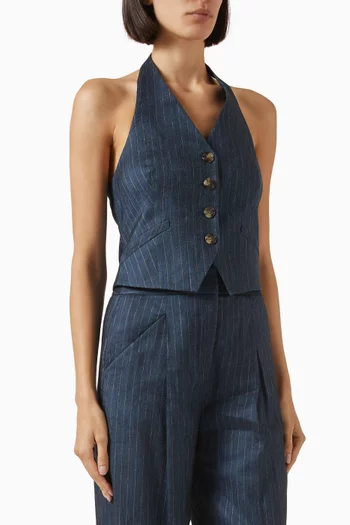 فيست ارابيلا بنقشة مخططة مزيج كتان