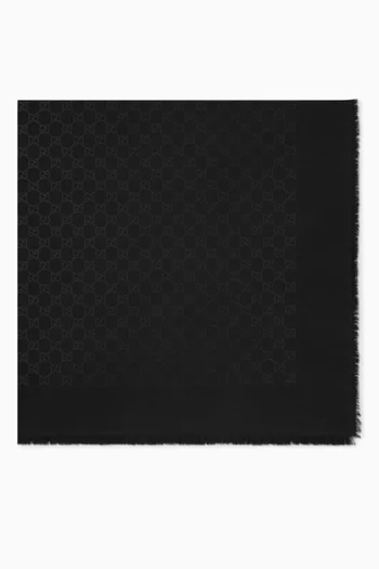 GG Jacquard Shawl in Wool & Silk