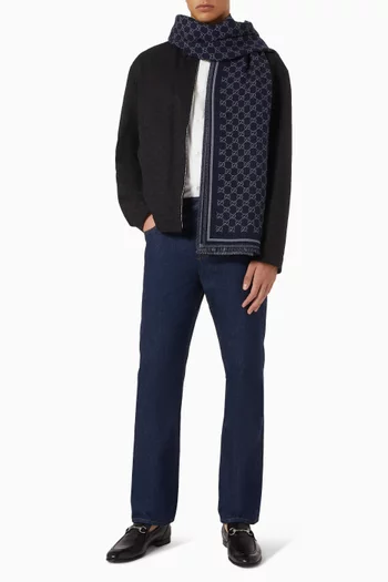 وشاح بنقشة مربعات وحرفي GG صوف