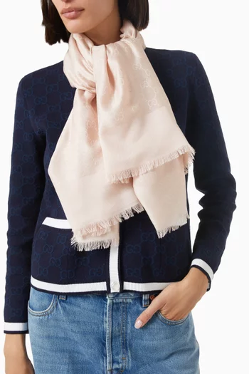 GG Jacquard Shawl in Cotton-silk