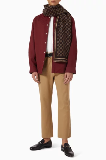 وشاح بنقشة مربعات وحرفي GG صوف