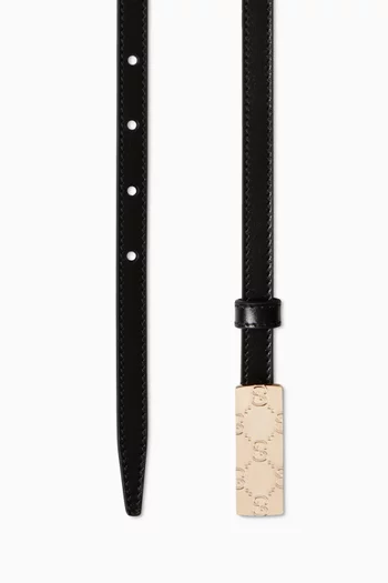 GG Plaque Buckle Belt in Leather