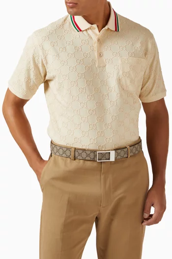 Rectangular Buckle Reversible Belt in Leather
