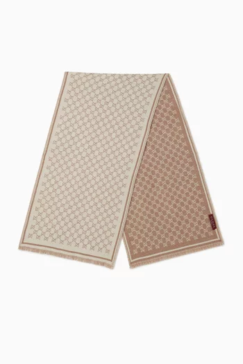 وشاح مزين بشعار حرفي GG متداخلين مزيج صوف