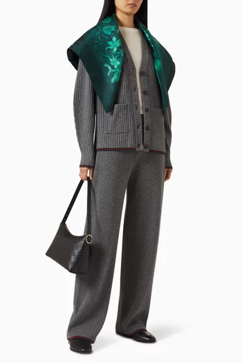 كارديغان بقصة فضفاضة صوف مضلع