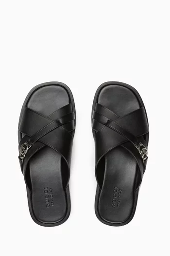 Interlocking GG Sandals in Leather