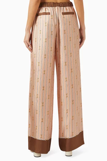 Horsebit-print Pants in Silk