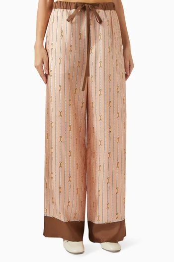 Horsebit-print Pants in Silk