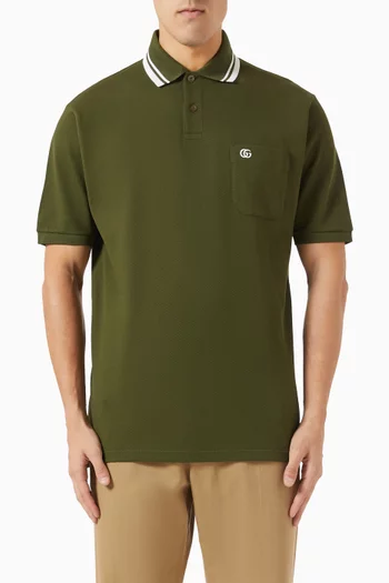 Double G Polo Shirt in Cotton Piqué