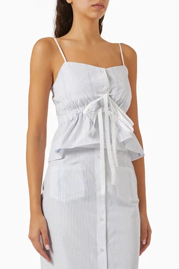 Bow-detail Top in Cotton Fil Coupé