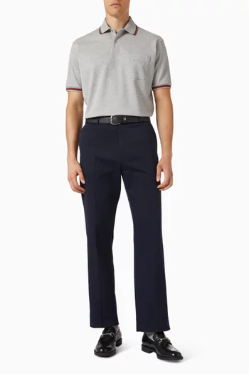 Logo Embroidered Polo Shirt in Stretch Cotton Knit