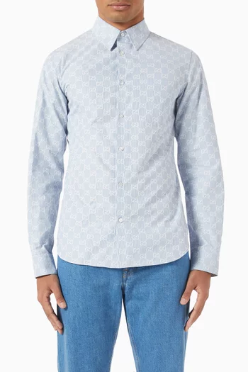 Striped GG Shirt in Cotton Jacquard