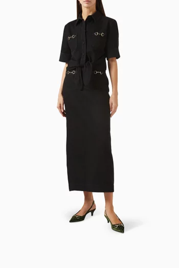 Horsebit 45 Slingback Pumps in GG Velvet & Leather