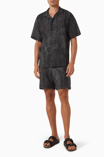 Printed Camp Collar Shirt in Linen