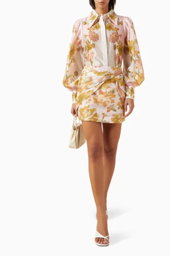 بلوزة بنقشة حرير وأورجانزا